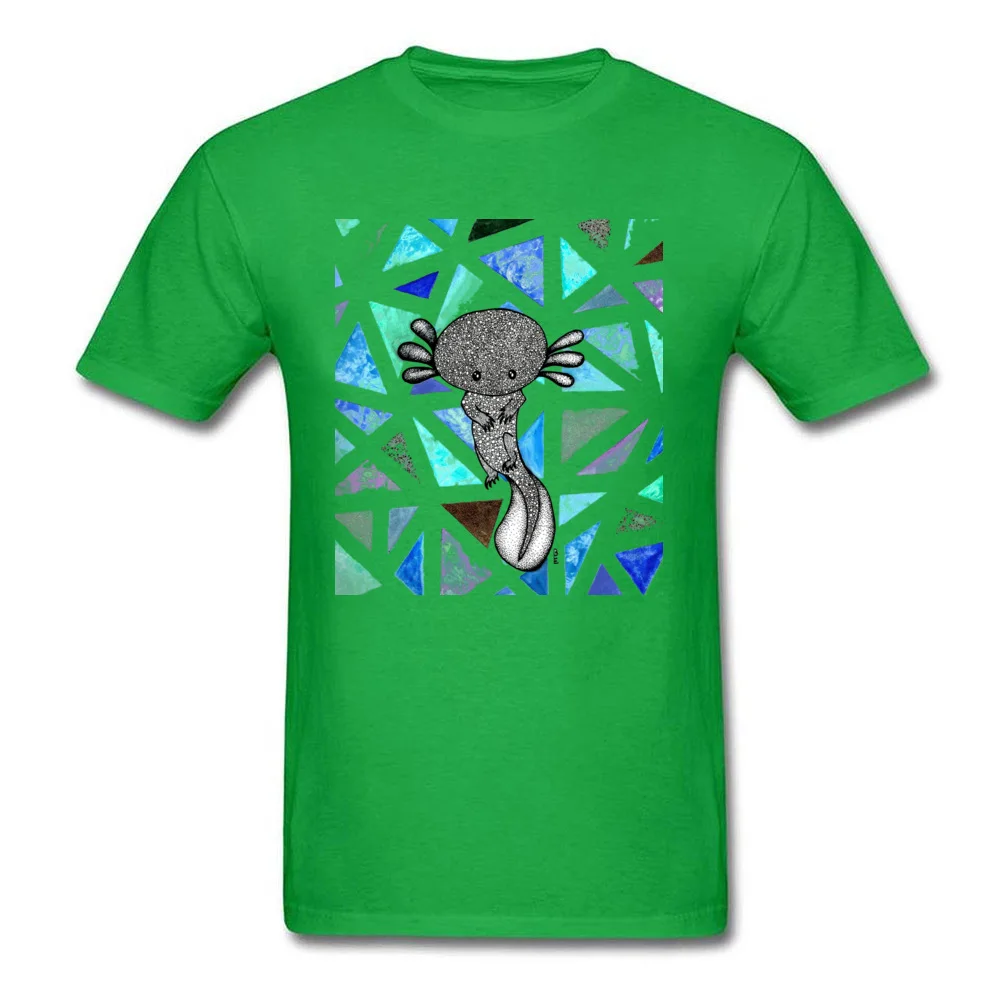 Tops Shirt Sweet Axolotl Summer Retro Printed Short Sleeve Cotton Fabric Round Collar Men's Top T-shirts Printed Tee-Shirt Sweet Axolotl green