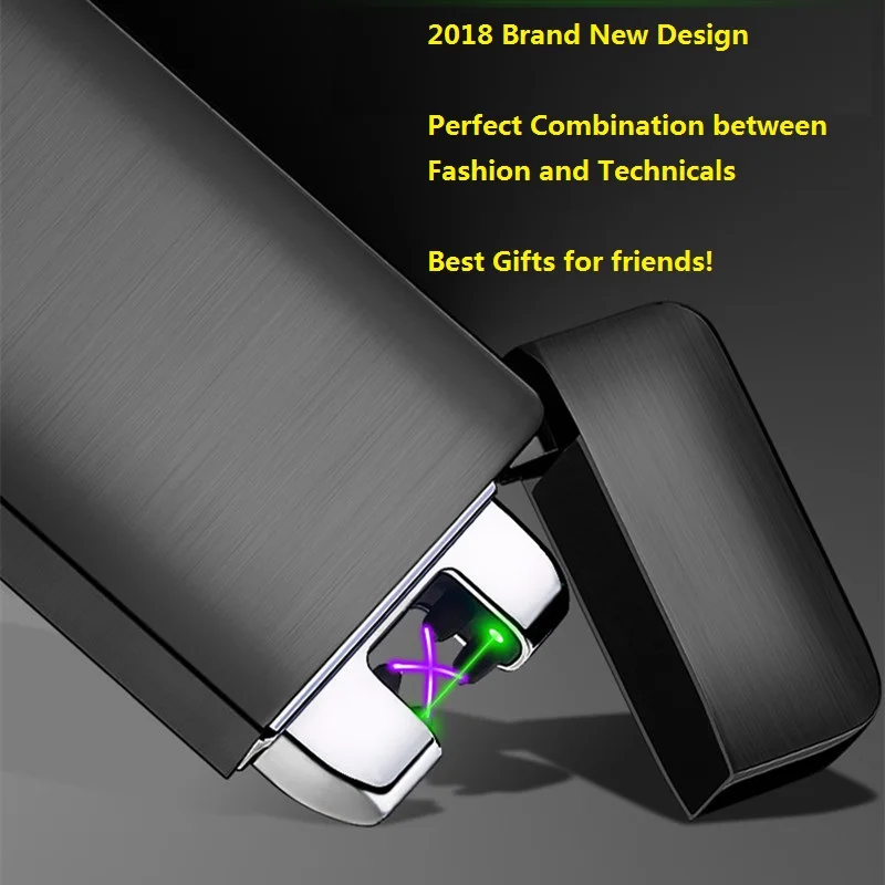 

Green Laser USB Rechargeable Electric Lighter Quick Ignite Cigarette Lighter 3D Print Dual Arc Plasma Lighters Gadgets for Men