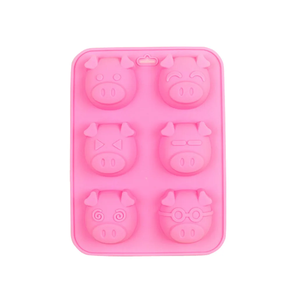 

2019 New 1PC Multifunction 6 Little Pig Face Expression Cake Mould Pink Food Grade Silicone Baking Mold Creative Cake Tools