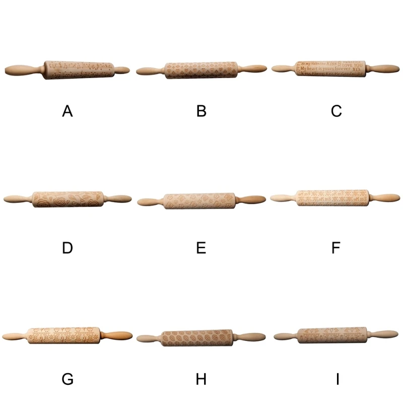 

Wooden Printing Rolling Pin Wooden Carving Embossed Rolling Pin Cookie Dough Stick