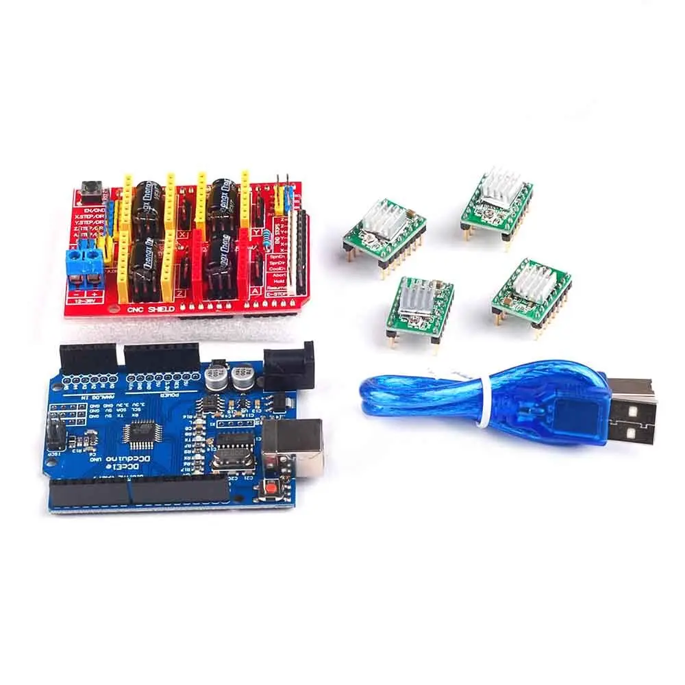 

CNC Shield V3 Engraving Machine 3D Printer+ 4PCS A4988 Driver Expansion Board + UNO R3 with USB Cable