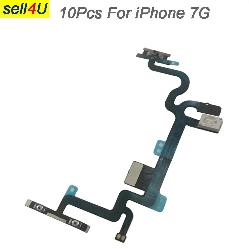 10Pcs Power Button Flex For Apple iPhone 7 Switch On/Off Control flex Sensor mute Volume Cable Ribbon | Мобильные телефоны и