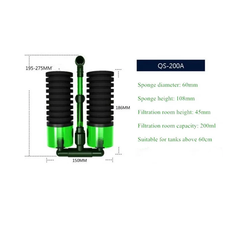 Био Губка, аквариум, фильтр для разведения, бетта, креветки, нано аквариум, PTSP - Цвет: QS-200A
