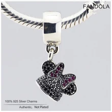 Подлинное серебро 925 пробы сверкающий бант Ушная шляпа очаровательные бусины-Подвески для изготовления ювелирных изделий Подходит для европейских шармов браслет perles pou