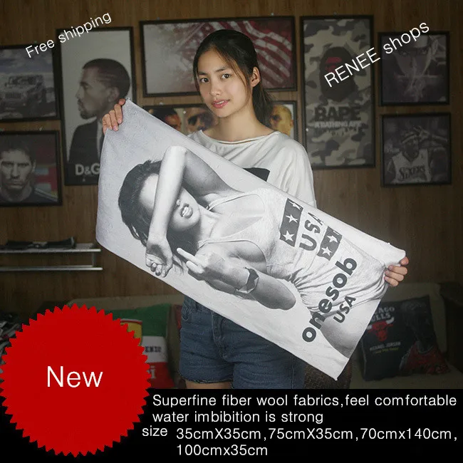 Superfine fiber fabrics suede sexy girl m29 dance fitness basketball football cartoon towel bath towel custom make to order
