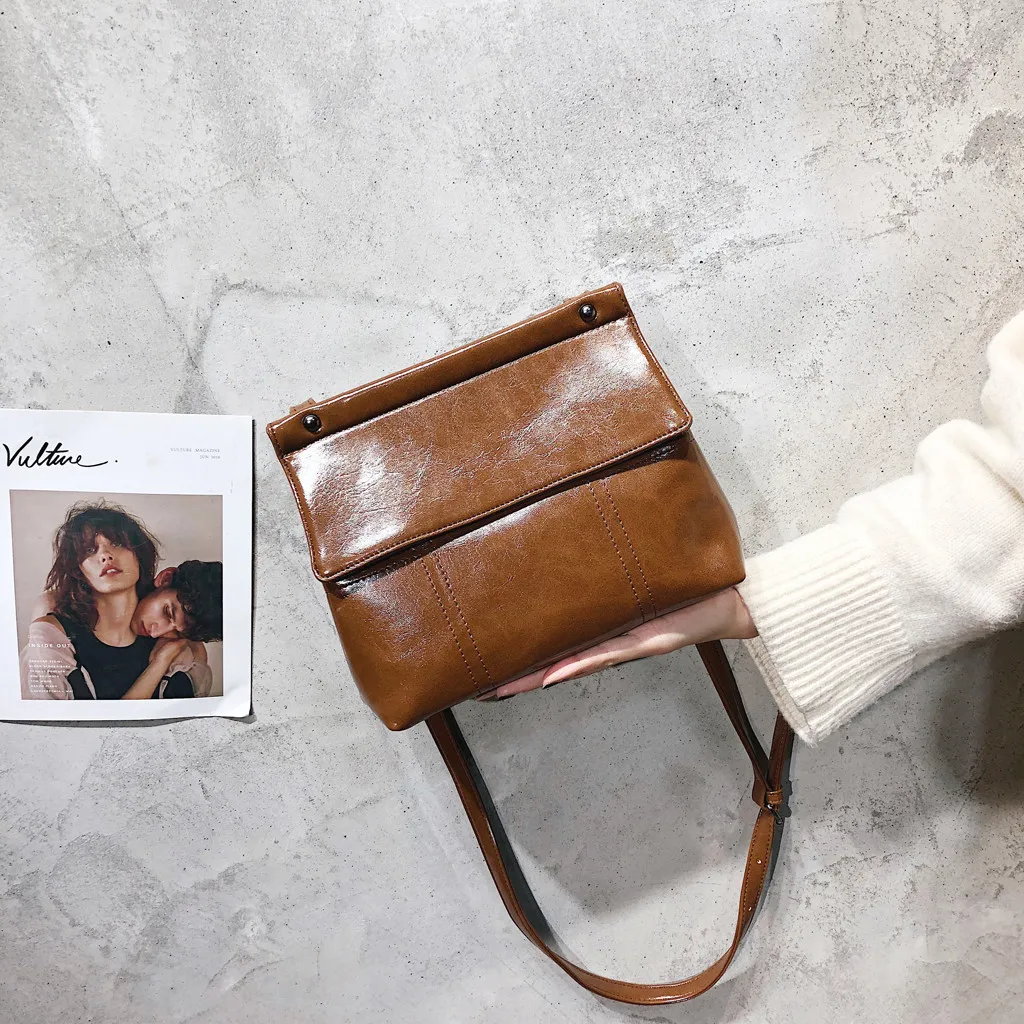 

crossbody bags for women Fashion Flip Pure-Colour Cover Leather Shoulder Bag bolsos mujer de marca famosa 2019 Purse Flap Bag