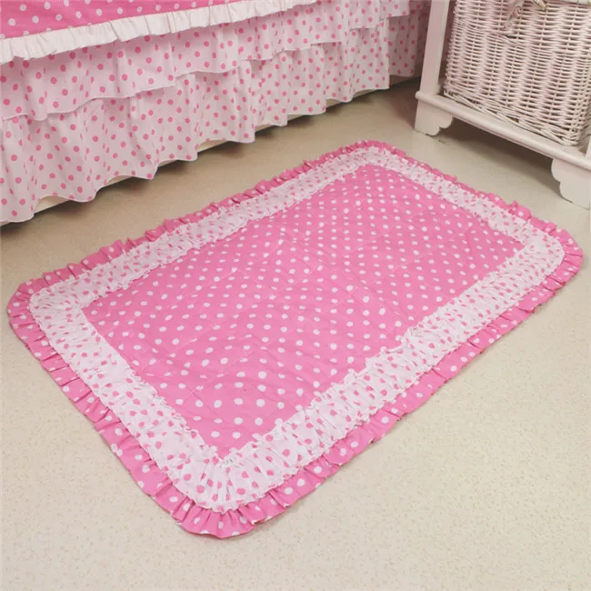YG Korean floor mat garden princess twill cotton custom pink dot carpet