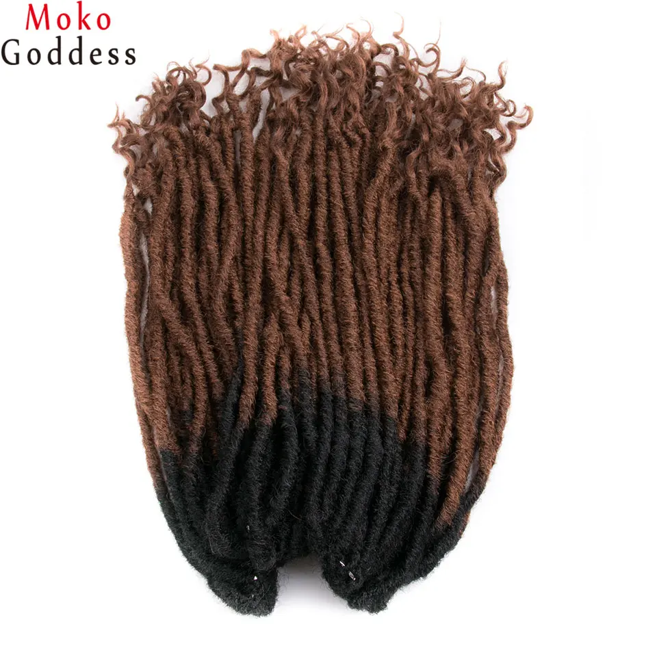 Mokogoddess вязание крючком волосы для наращивания Faux locs вьющиеся плетеные пряди плетение волос оптом синтетические волосы Омбре косы - Цвет: T1B/30