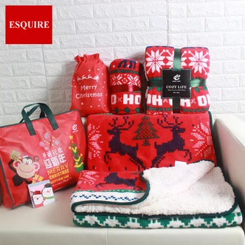 

CORAL FLEECE SHERPA RED THROW FLAT BED SHEET SNOW DEER warm CHRISTMAS GIFT sofa tv THROW BLANKET 127X152CM 50x60inch
