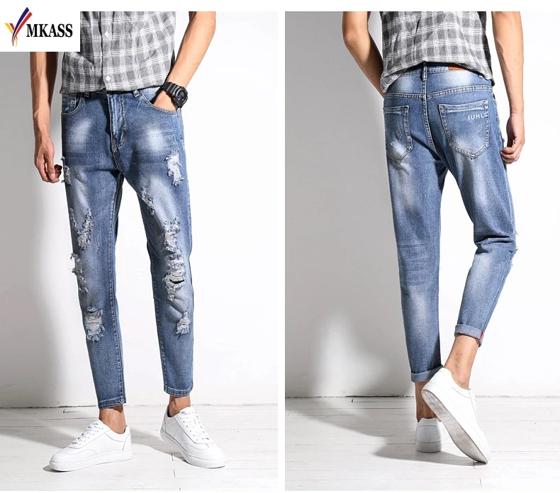 2017 New Fashion Holes Jeans Spring Autumn Jeans Men Denim pants Slim Fit Casual Trousers