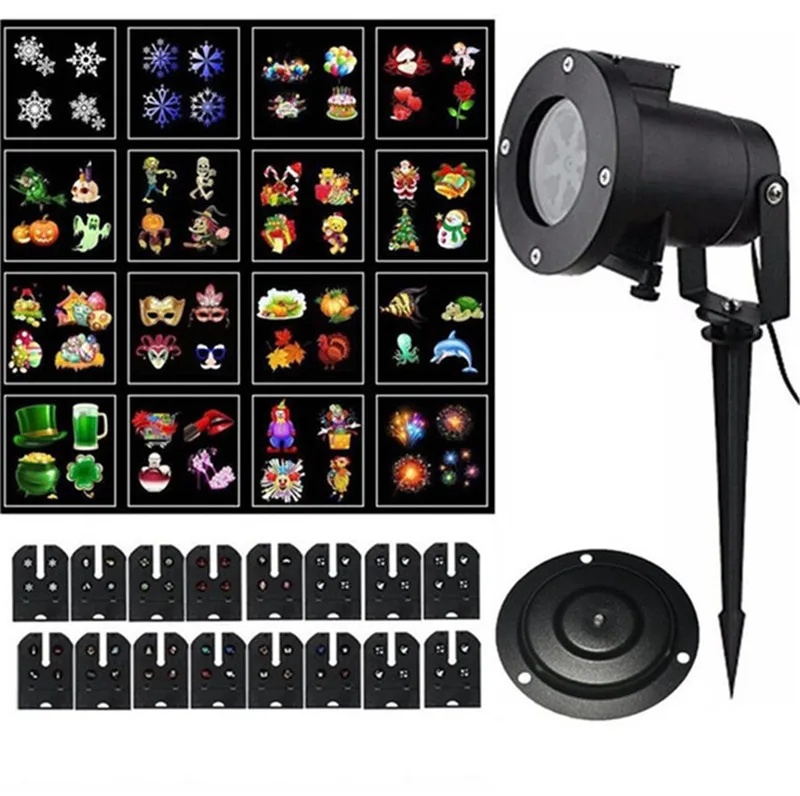 

16 Pattern Moving Snowflakes Christmas Outdoor Laser Projector Lamps Outdoor Garden Landscape Disco DJ Stage Light