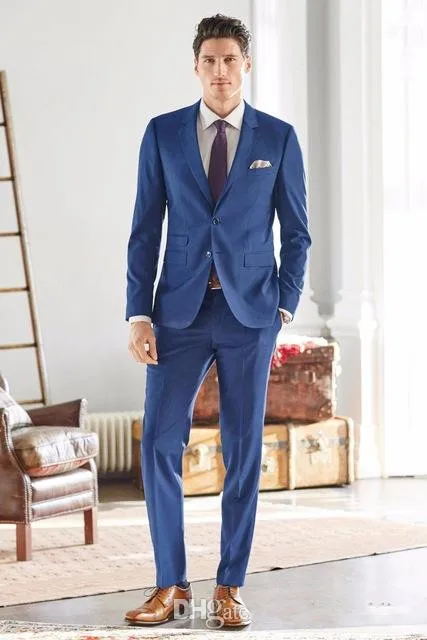 918 Custom Royal Blue Men Suits Wedding Tuxedos Prom Wear Groomsman Suits Best Man Business Blazer(Jacket+Pants)