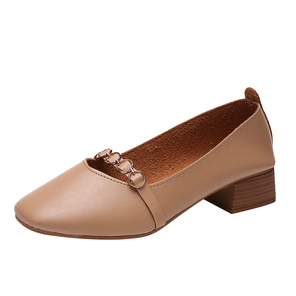 

Office Shoes Women Sapato Feminino Shallow Fish Mouth Artificial Leather Low Heel Shoes Pure Color Single Shoes Zapatos Mujer