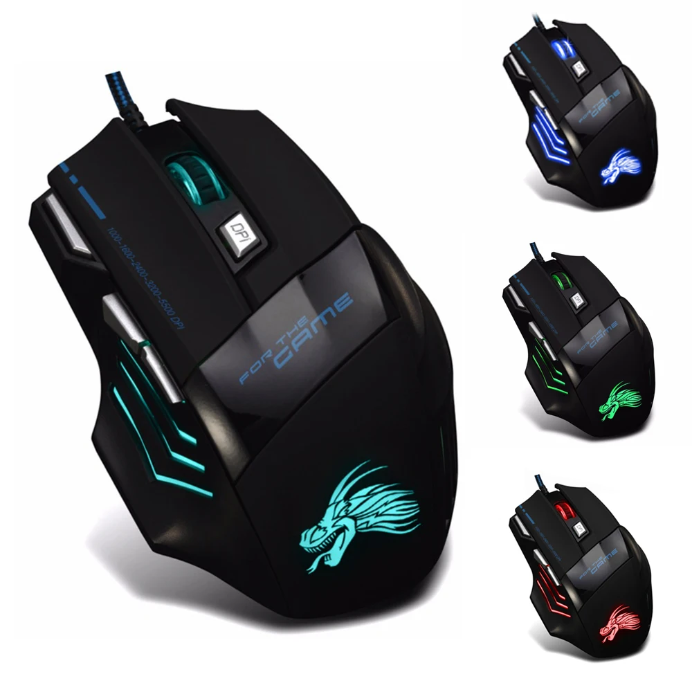 

High Quality Wired Gaming Mouse 5500 DPI 7 Button LED Optical USB Game mouse Mice for Gamer Professional Cable Mause PC Desktop