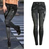 LOGAMI Motorcycle Biker Zip Jeans Woman Stretch Denim Skinny Pants Motor Jeans For Women Black ► Photo 1/6
