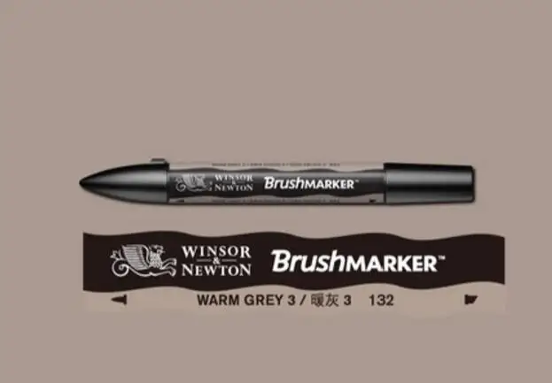 Winsor& Newton кисть-Маркер ручки краски на спиртовой основе быстрая сушка черный серый розовый фиолетовый тон - Цвет: Warm Grey 3