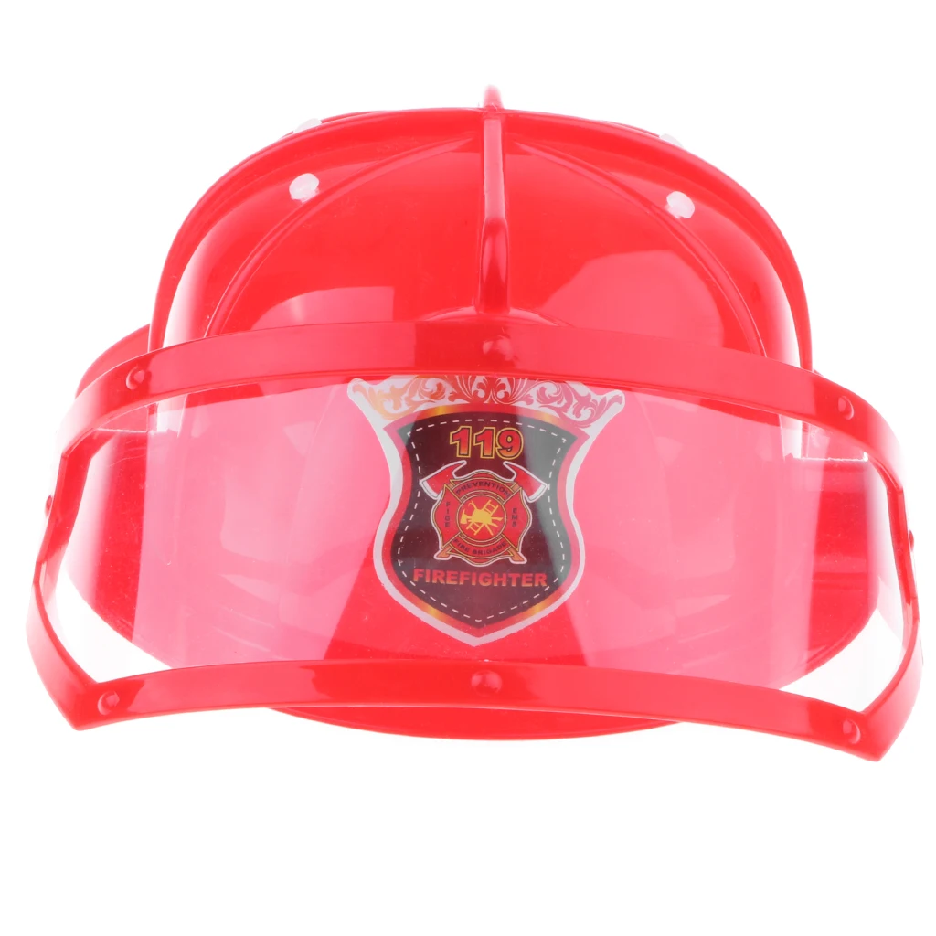 Kid Pretend Play Fireman Safety Helmet Firefighter Hat Costume Party Role Playing Toy