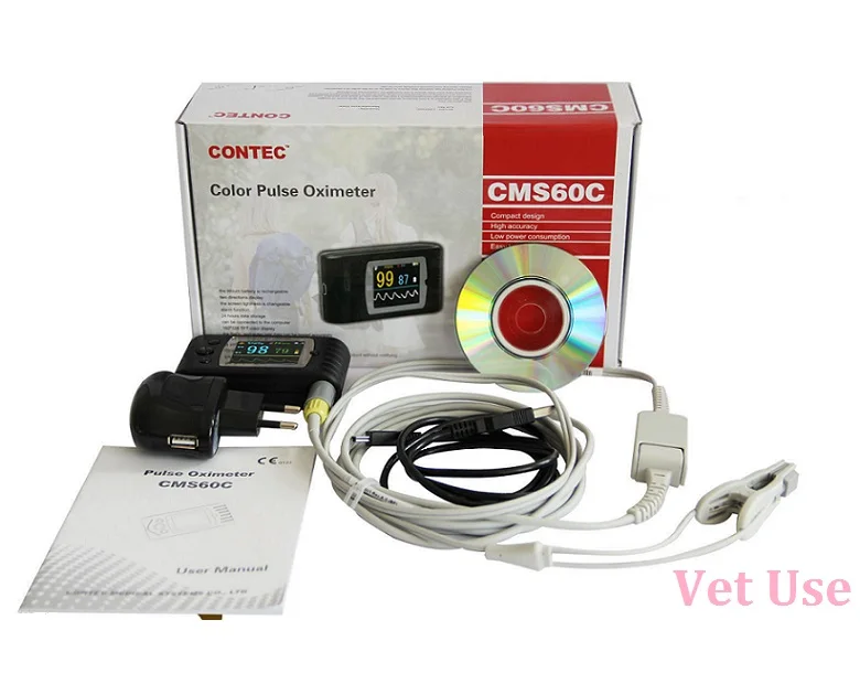 

CONTEC Veterinary Pulse Oximeter Pulse Rate, SPO2 Portable Handheld CMS60C Monitor With Software