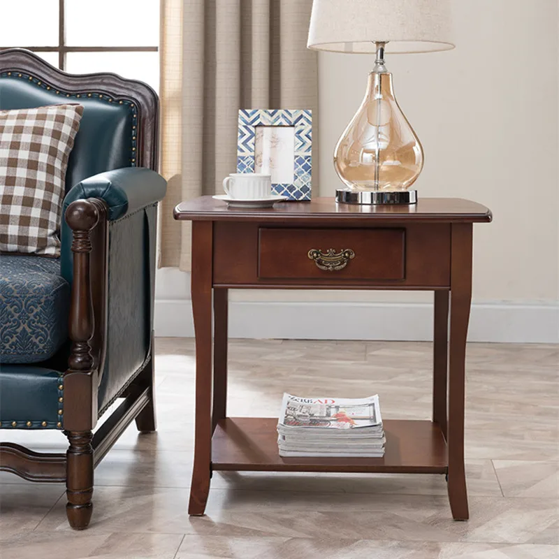 American solid wood side simple sofa cabinet table side cabinet mini corner coffee table square table living room side table American solid wood side simple sofa cabinet table side cabinet mini corner coffee table square table living room side table