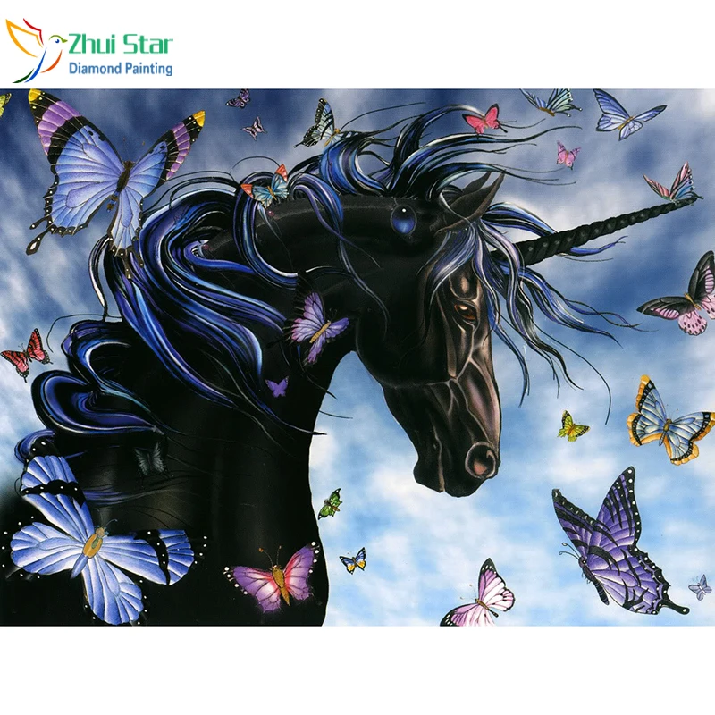 

Zhui Star 5D Diy full Square drill diamond painting Cross Stitch Butterfly & unicorn diamond embroidery mosaic home decor gift