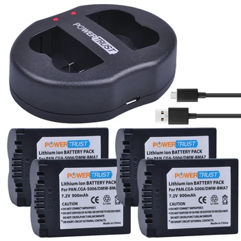 

PowerTrust 4Pcs CGA-S006 CGA S006E S006A S006 DMW-BMA7 Battery + Dual USB Charger for Panasonic DMC FZ7 FZ8 FZ18 FZ28 FZ30 FZ35