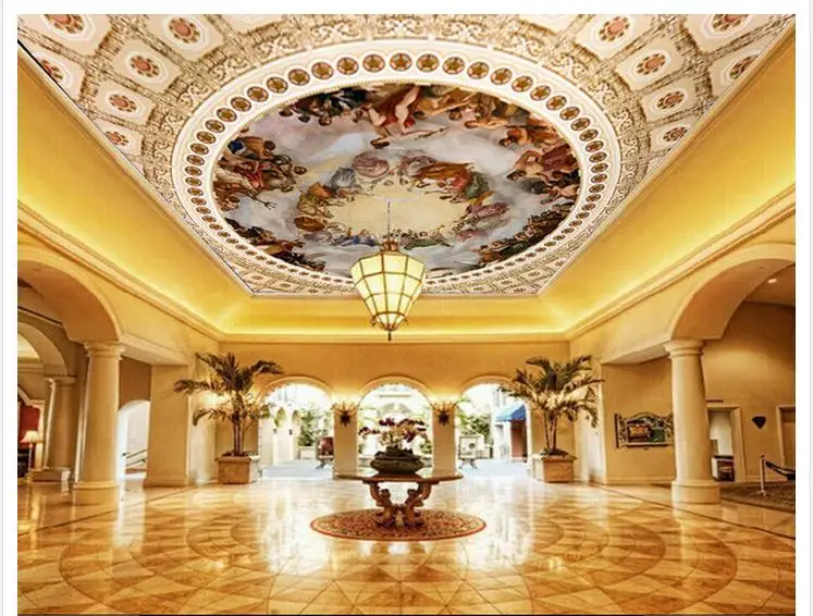 

Customized 3d wallpaper 3d ceiling wallpaper murals European Angel square circular pattern zenith Ceiling mural room decoration