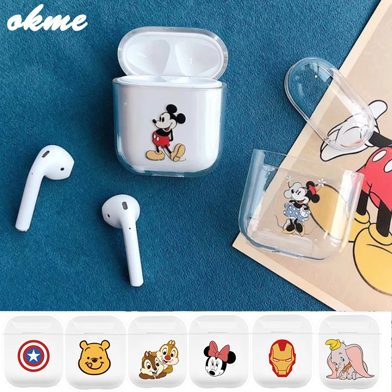 

Clear PC Hard Bluetooth Wireless Earphone Case For AirPods Protective Cover Skin Accessory for Apple Airpods micky Charging Box