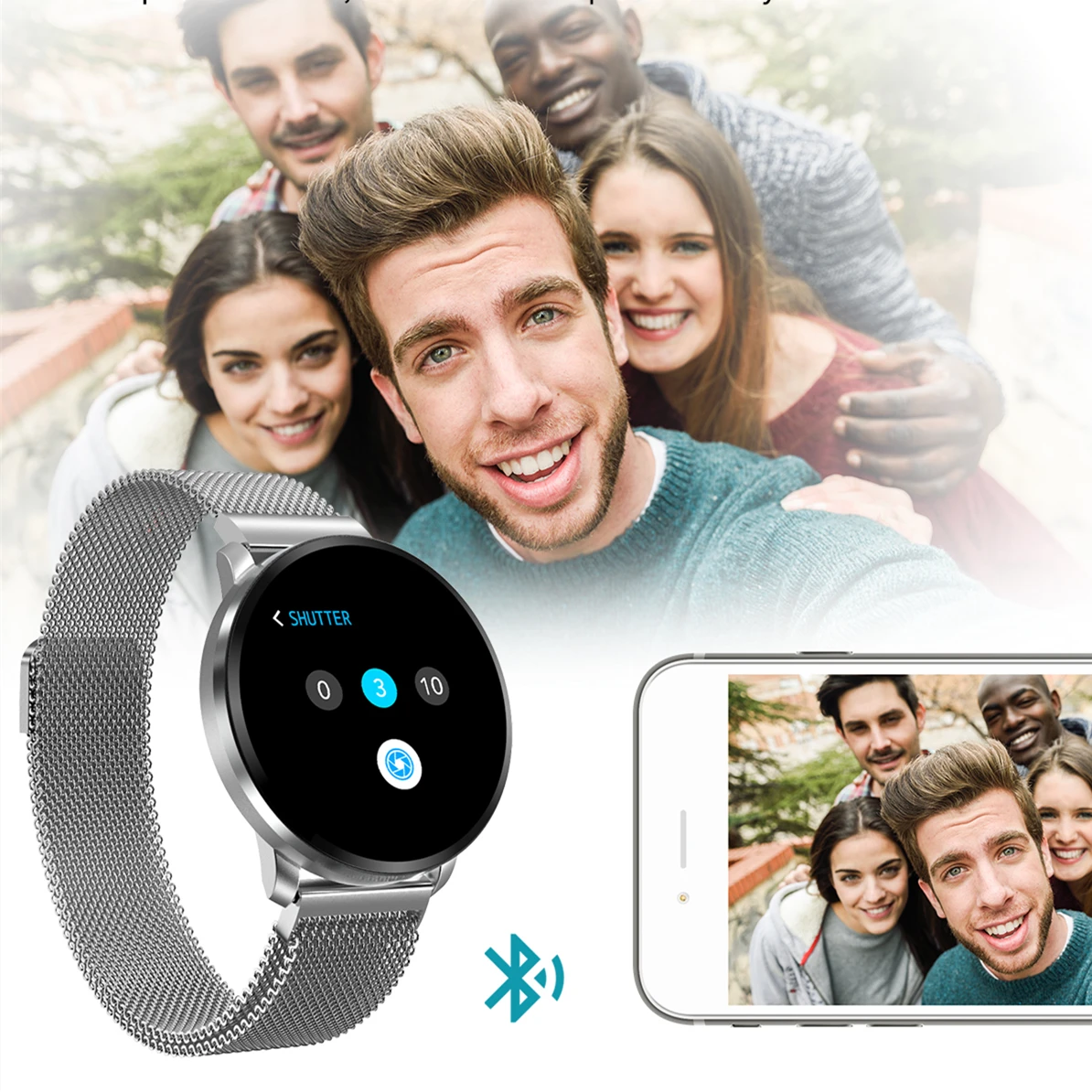 Полный сенсорный экран Смарт-часы фитнес-трекер Водонепроницаемый сердечного ритма погода сообщение напоминание Bluetooth Smartwatch для Android IOS