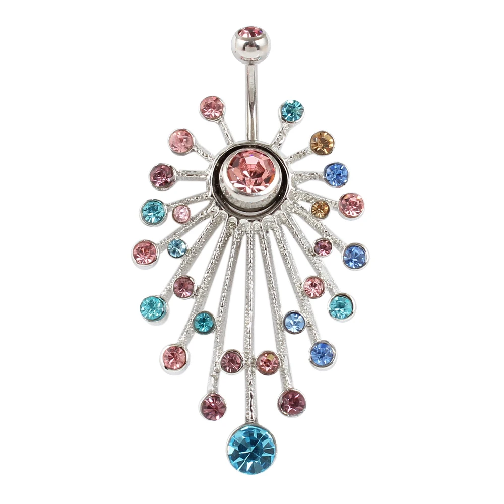 

Navel Ring High Quality 316L Surgical Steel Piercing Belly Button Rings Beautiful Flower Navel Piercing Body Jewelry