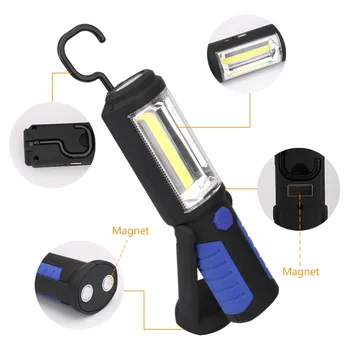 USB Rechargeable COB LED Flashlight COB light strip +1LED Torch Work Hand Lamp lantern Magnetic Waterproof Emergency LED Light 4