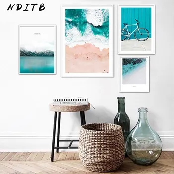 

Scandinavian Tropical Ocean Waves Canvas Wall Art Poster Nordic Landscape Print Painting Decoration Pictures Modern Home Decor