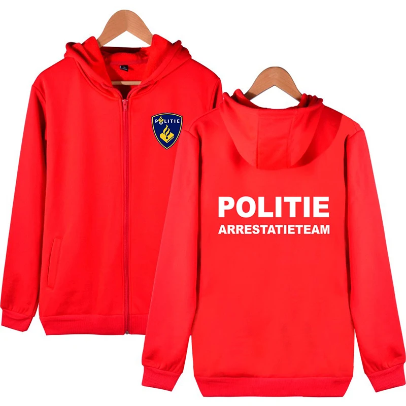Netherlands Politie Police Print Fashion Men Women Zipper Hoodies Jackets Tracksuit Casual Long Sleeve Zip Up Hooded Sweatshirts