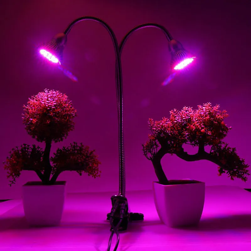 

60W Dual Head LED Grow Lamp Light Desk Clip Flexible Gooseneck Full Spectrum for Indoor Plants SKD88