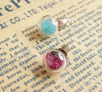 

21pcs/lot--new arrival diy 10x7mm mushroom shape glass bubble bottle & earring needle & earring needle--without stuff in bottle