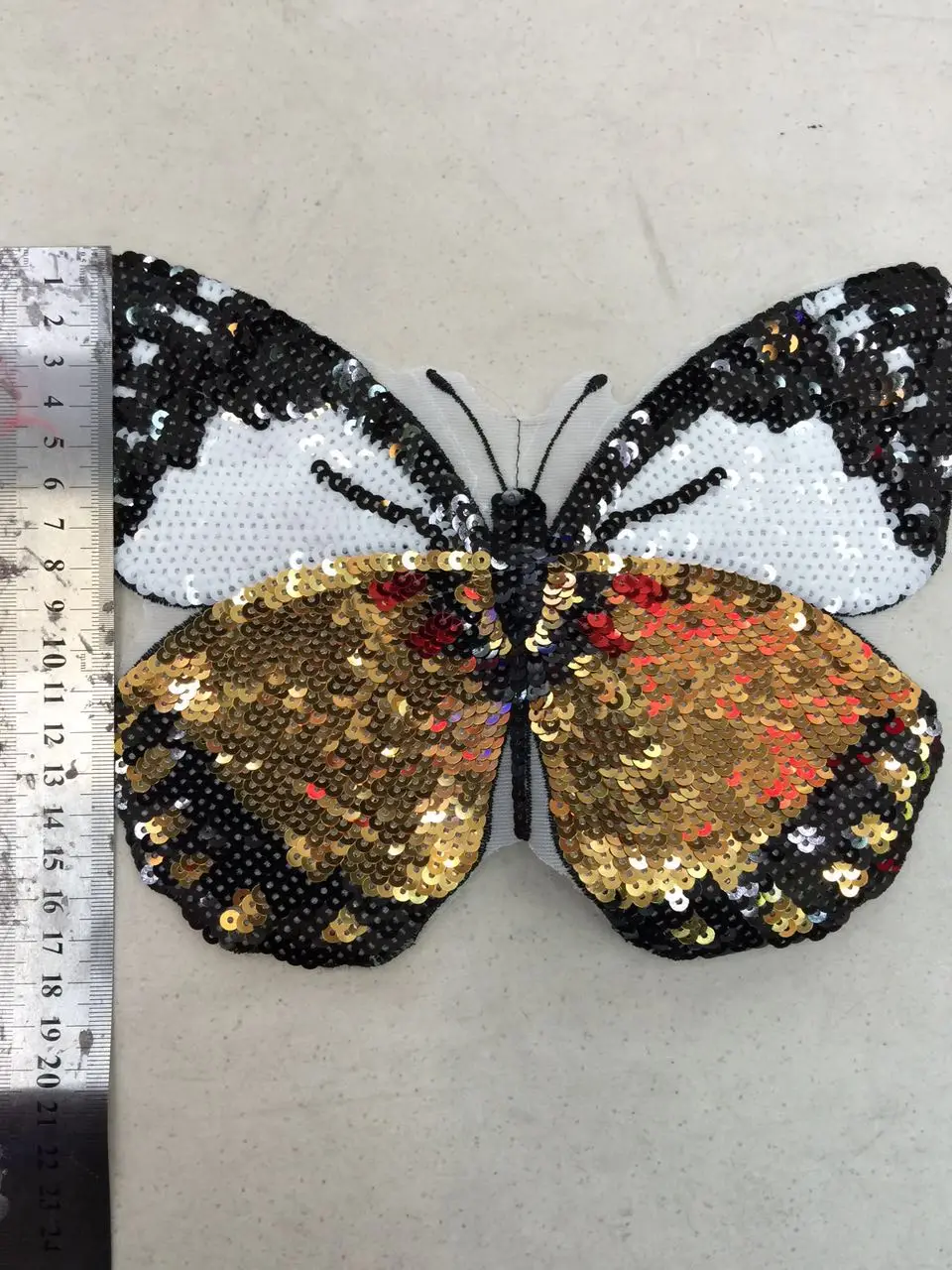 Butterfly sequined applique embroidered sew on patch vintage applique