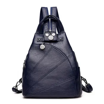 

2018 Vintage style women backpack high quality scohool shoulder bag female backpack solid leather backpacks for teenage girls