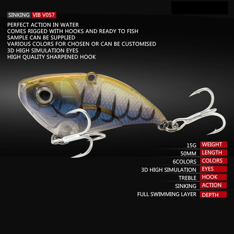  6pcs Set VIP 50mm 15g Depth Full Swimming Layer Fishing Lures Hard Bait 3D Eyes Laser Simulation Fi