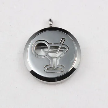 

10PCS Stainless Steel Wine Glass Shape Essential Oil Diffuser Locket Pendant