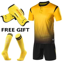 Children Kids Soccer Jersey Set Men Adult Football Kits uniforms 2019 2020 Futbol Training Shirts Short Suit free socks+Shin pad