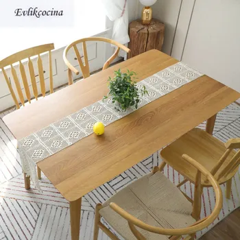 

Free Shipping Milk White Hand-crocheted Table Runner Decoracion Mesa Hogar Cotton Linen Chemin De Table Tafelloper For Party