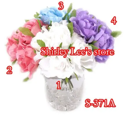 

144 BUNCHES=864pcs X Artificial Silk Rose Flower Bunch W/Wired Stem,Mix 4 COLORS,Scrapbooking Favour Box Decor