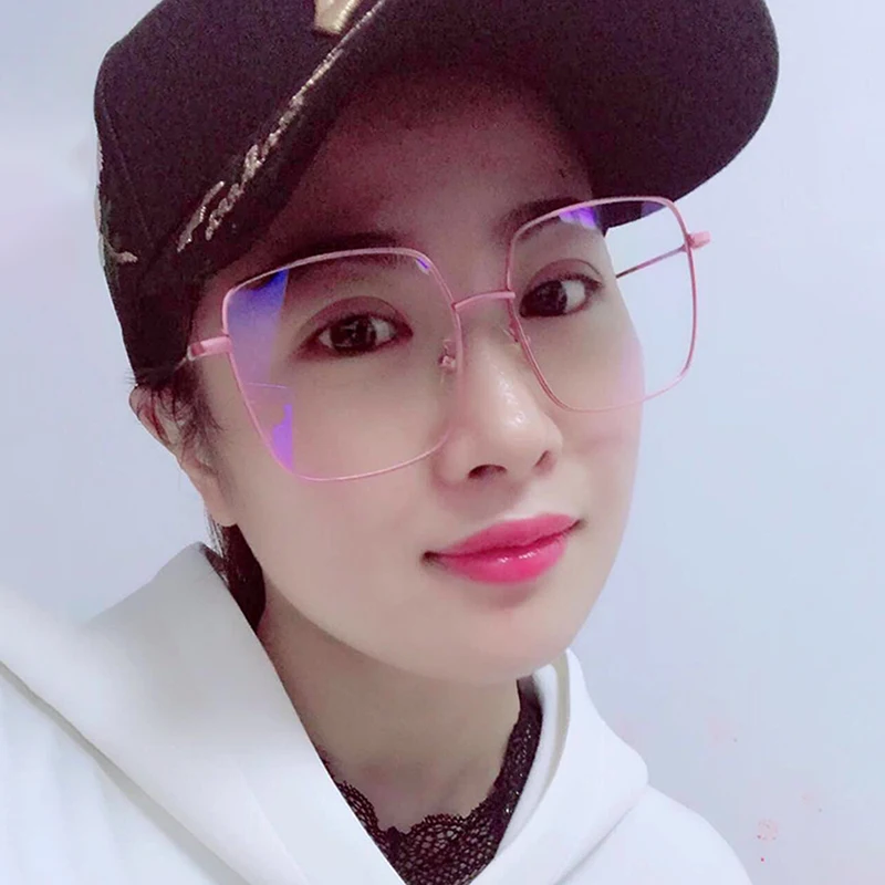 

SO&EI New Flat Mirror Net Red with The Big Frame Round Face Anti-blue Glasses Square Glasses Frame