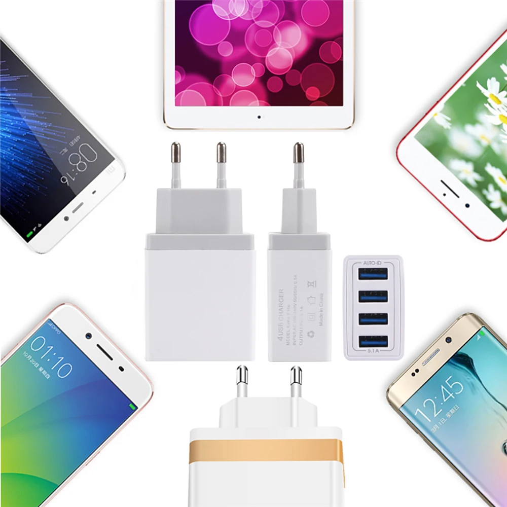 4USB-Color-Quick-Charge-Wall-Charger-Cable-Phone-Charger-Fast-Charging-Micro-USB-Cable-For-Samsung