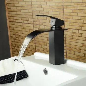 

Free shipping Classic Black Antique Bathroom Basin Faucet brass bathroom faucets waterfall tap HJ-1165