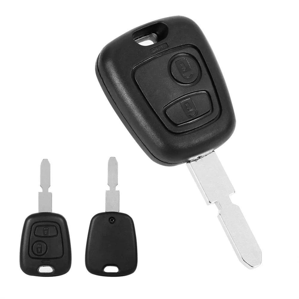 

2 Buttons Uncut Blank Blade Remote Auto Car Key Fob Shell Case Replacement For Peugeot 406