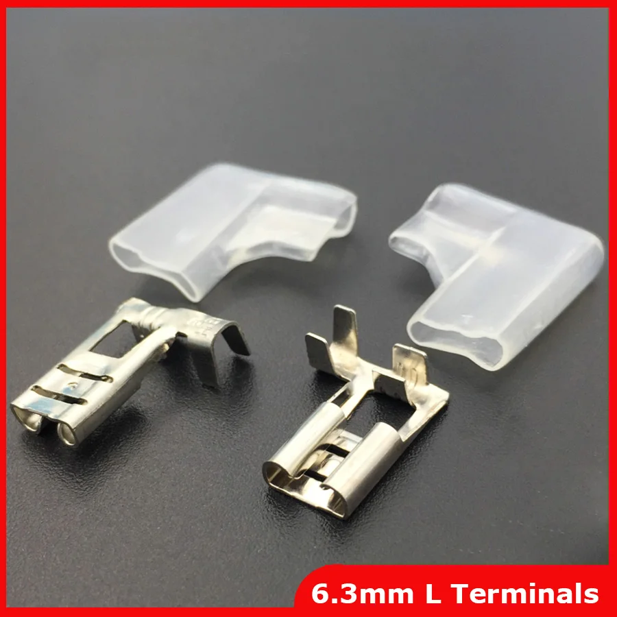 Free shipping 20set=40pcs 6.3mm Right Angle Flag L Type Crimp Terminal