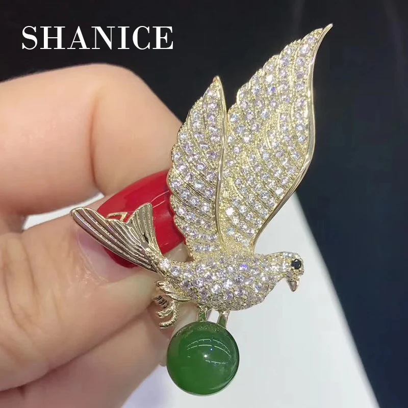

SHANICE Unique Bird Broche PinCubic Zirconia Crysta Micro Paved Wedding Accessories Pins and Brooches for Women Vintage Brooch