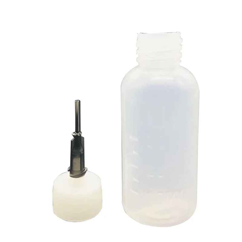 1 Set 50ml Dispenser Rosin Solder Flux Paste+11 Needles Tool Parts Empty E-liquid Plastic Rosin Flux Alcohol Bottle