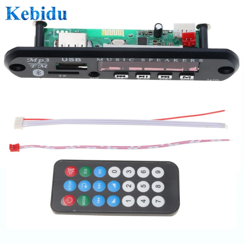 Беспроводной Bluetooth аудио модуль Kebidu MP3 WMA декодер плата USB TF FM радио 5 в 12 В для