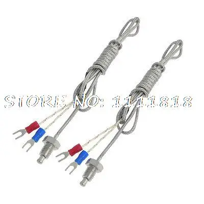 

2 Pcs K Type 8mm Thread Thermocouple Temperature Measurement Sensor 1M